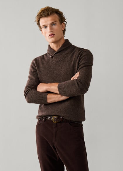Merino Wool-Cashmere Shawl Collar Jumper