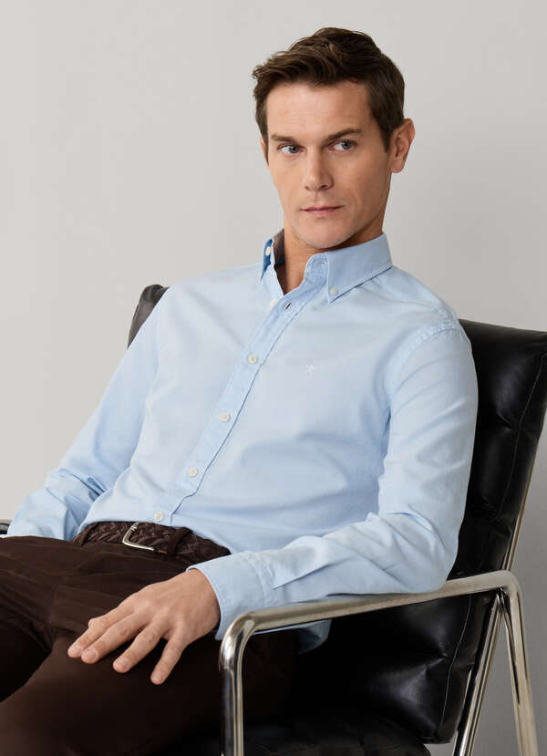 Tailored Fit Garment Dyed Oxford Shirt