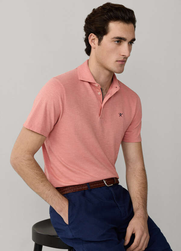Classic Fit Short Sleeve Linen Trim Polo