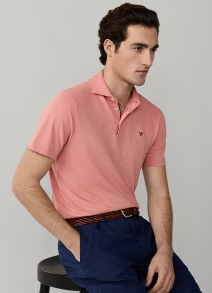 Classic Fit Short Sleeve Linen Trim Polo