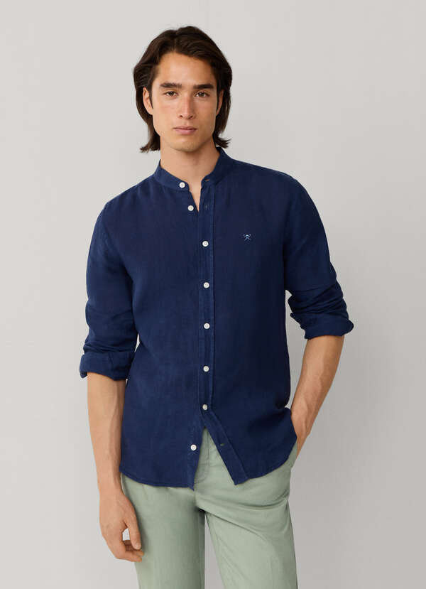 Tailored Fit Garment Dyed Linen Shirt