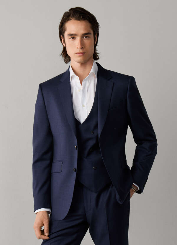 Wool Sharkskin Blazer - Woven in Italy