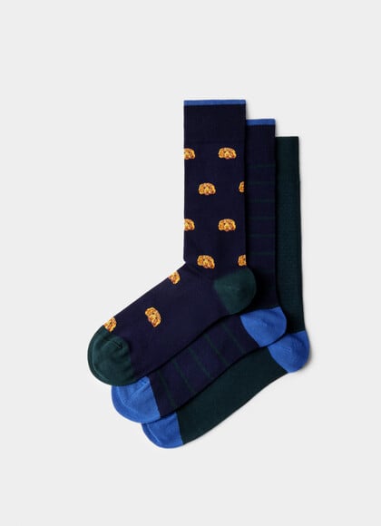 Three Pack Combed Cotton Harry Socks