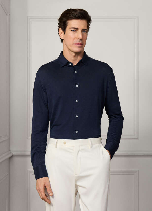 Classic Fit Linen Long Sleeve Shirt Polo - 2 Classic Fit Linen Long Sleeve Shirt Polo - 2