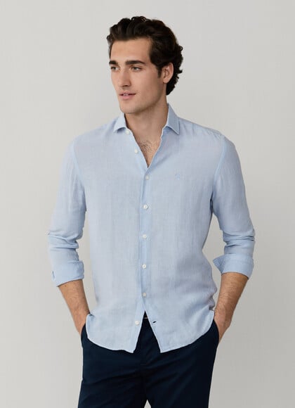 Tailored Fit Garment Dyed Linen Shirt