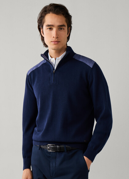 Linen-Cotton Hybrid Quarter Zip Jumper