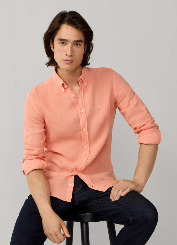 Tailored Fit Garment Dyed Linen Shirt Tailored Fit Garment Dyed Linen Shirt