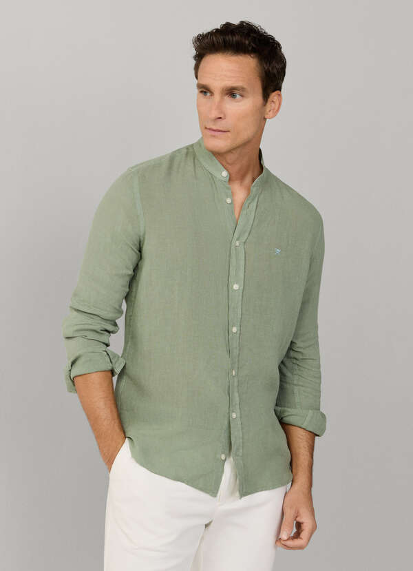 Tailored Fit Garment Dyed Linen Shirt