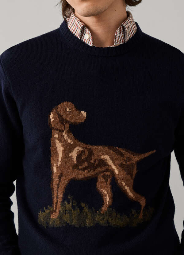 Merino Wool Highland Hound Crew Neck Jumper - 2 Merino Wool Highland Hound Crew Neck Jumper - 2