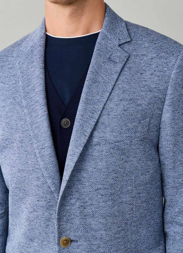 Cotton-Linen Blend Knit Blazer - 2