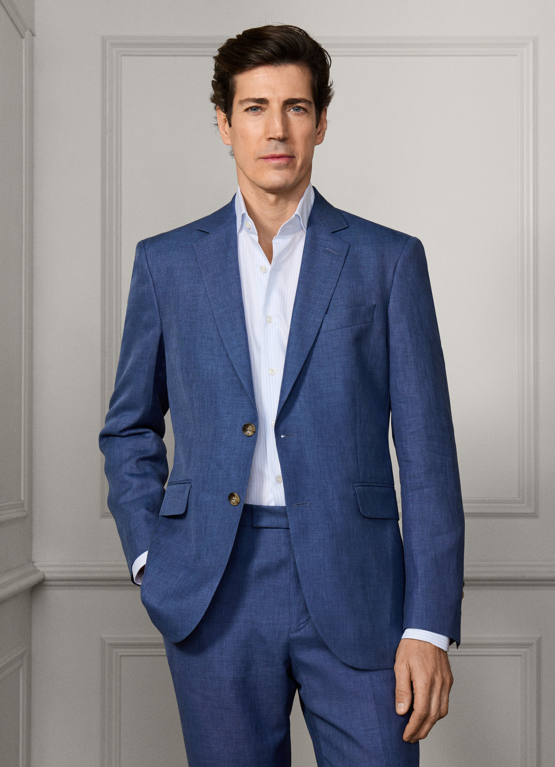 Linen-Wool Hopsack Suit - Woven In Italy | Hackett London