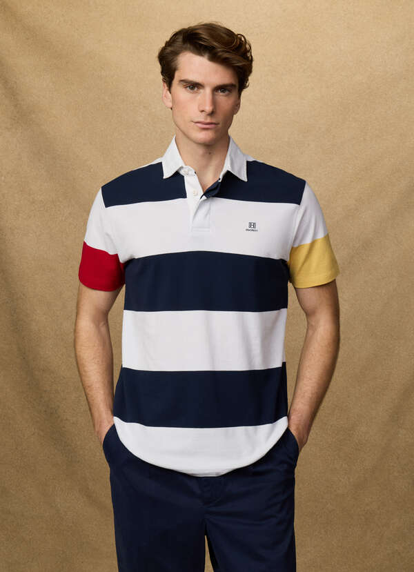 Classic Fit Short Sleeve Stripe Rugby Shirt - 2 Classic Fit Short Sleeve Stripe Rugby Shirt - 2