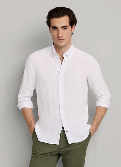 Tailored Fit Garment Dyed Linen Shirt