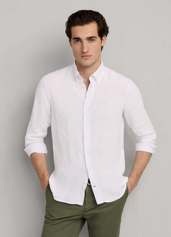 Tailored Fit Garment Dyed Linen Shirt Tailored Fit Garment Dyed Linen Shirt