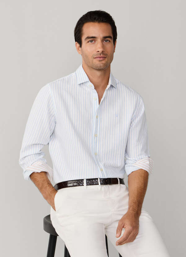 Tailored Fit Cotton-Linen Stripe Shirt Tailored Fit Cotton-Linen Stripe Shirt