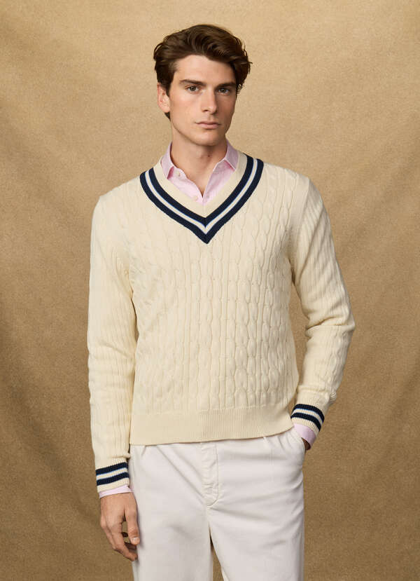 Cricket Cable Knit V-Neck Jumper - 2 Cricket Cable Knit V-Neck Jumper - 2