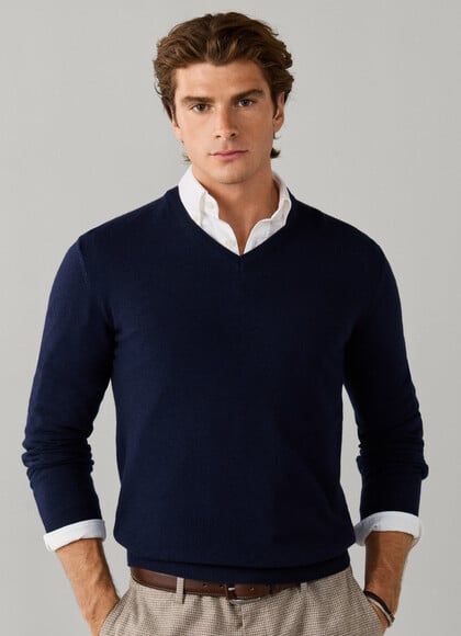 Merino Wool-Cashmere Blend V-Neck Jumper
