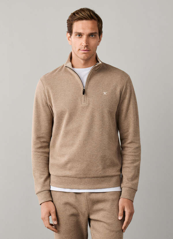 Travel Cotton Quarter Zip Sweat