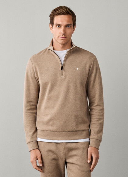 Travel Cotton Quarter Zip Sweat