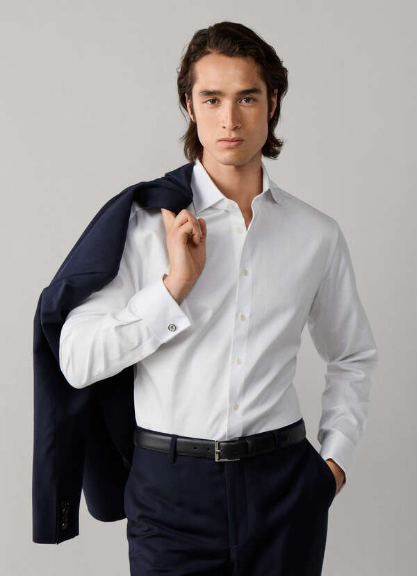 Tailored Fit Formal Herringbone Shirt
