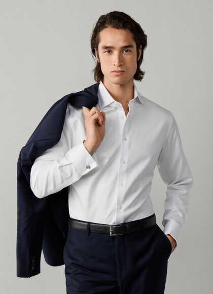 Tailored Fit Formal Herringbone Shirt