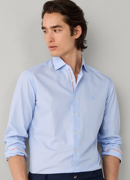 Tailored Fit Hairline Stripe Poplin Shirt