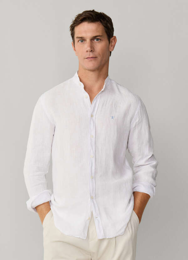 Tailored Fit Garment Dyed Linen Shirt
