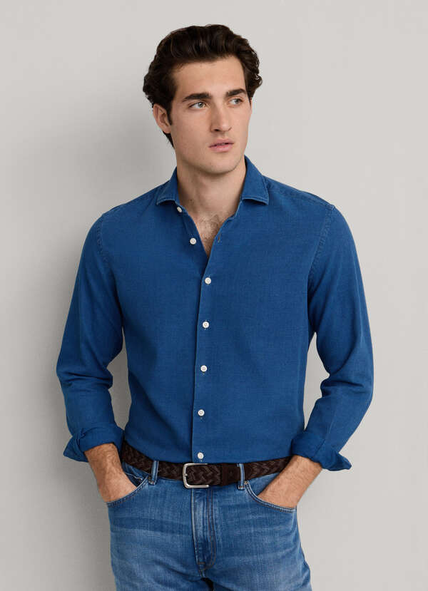 Tailored Fit Textured Denim Shirt Tailored Fit Textured Denim Shirt