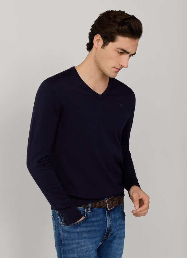 Cotton-Silk V-Neck Jumper