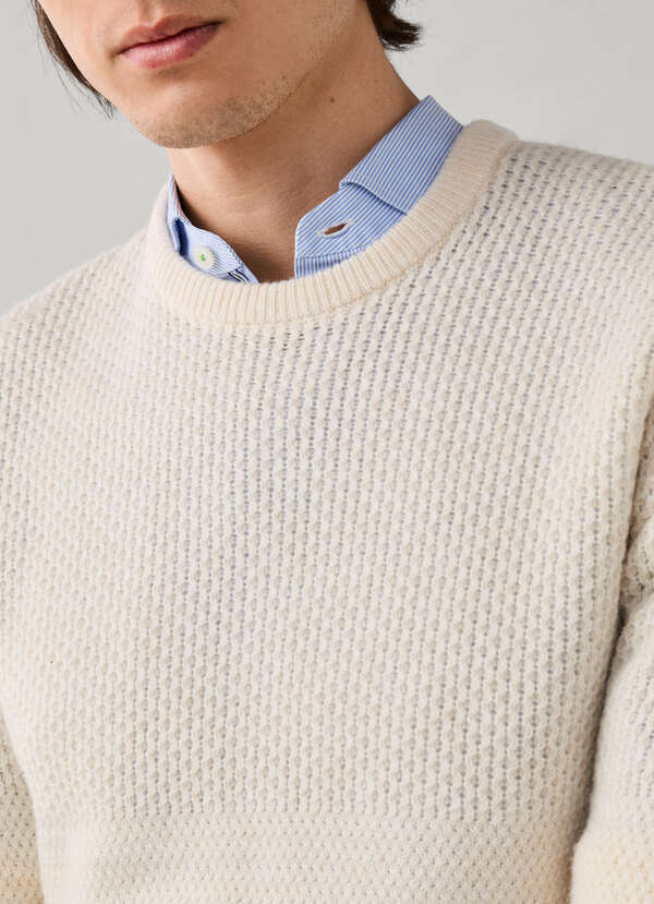 Wool-Cashmere Duo Stitch Crew Neck Jumper - 2 Wool-Cashmere Duo Stitch Crew Neck Jumper - 2