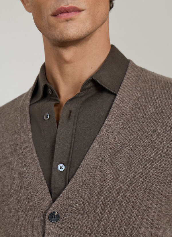 Merino Wool-Cashmere Jersey Stitch Cardigan - 2