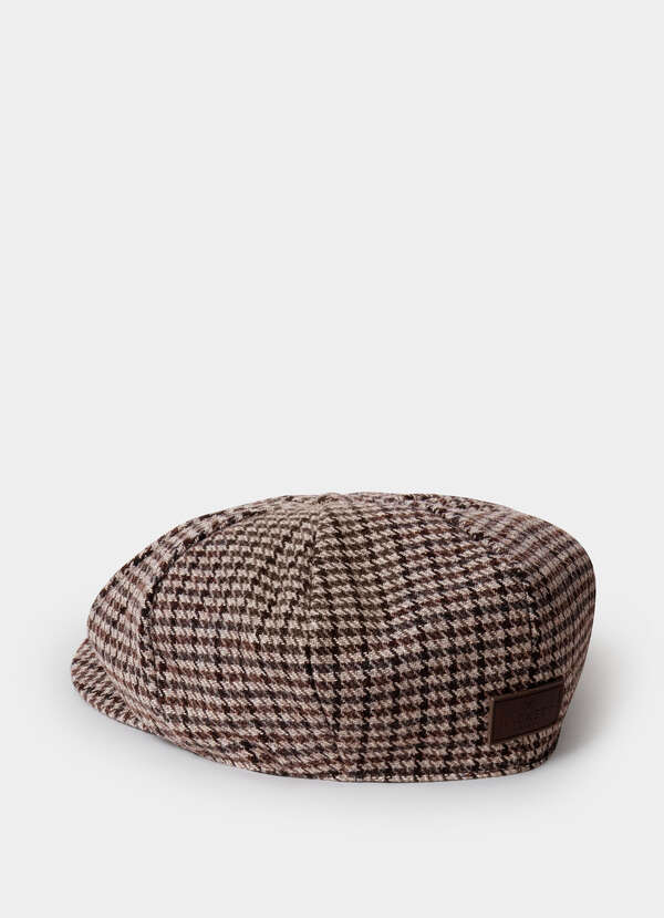 Wool Blend Houndstooth Bakerboy Cap - 2