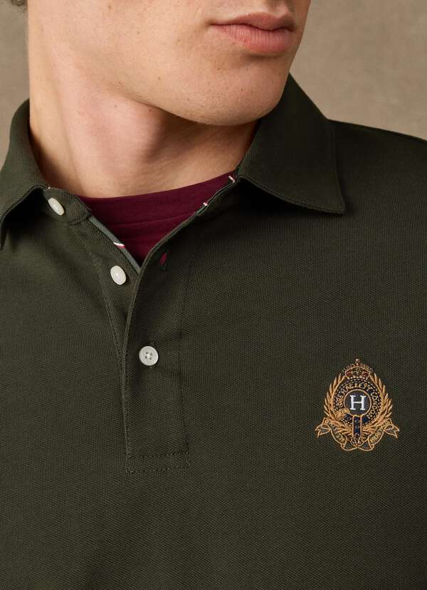 Classic Fit Long Sleeve Branded Crest Polo - 2