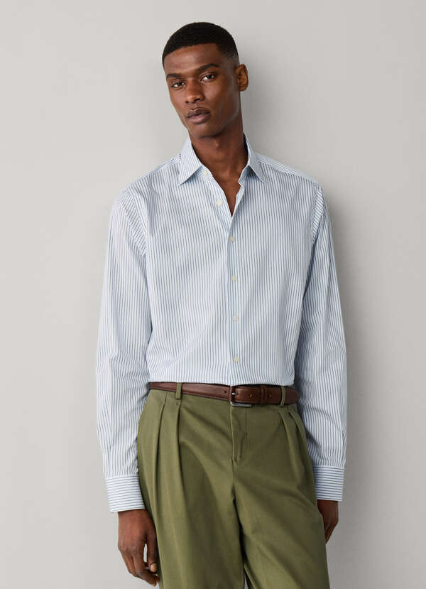 Classic Fit Two-Tone Stripe Blazer Shirt Classic Fit Two-Tone Stripe Blazer Shirt