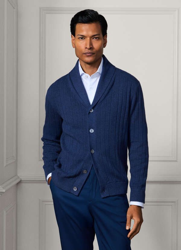 Cotton-Cashmere Rib Shawl Cardigan - 2
