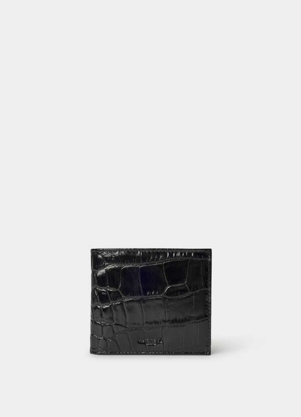 Leather Croc Stamped Billfold Wallet