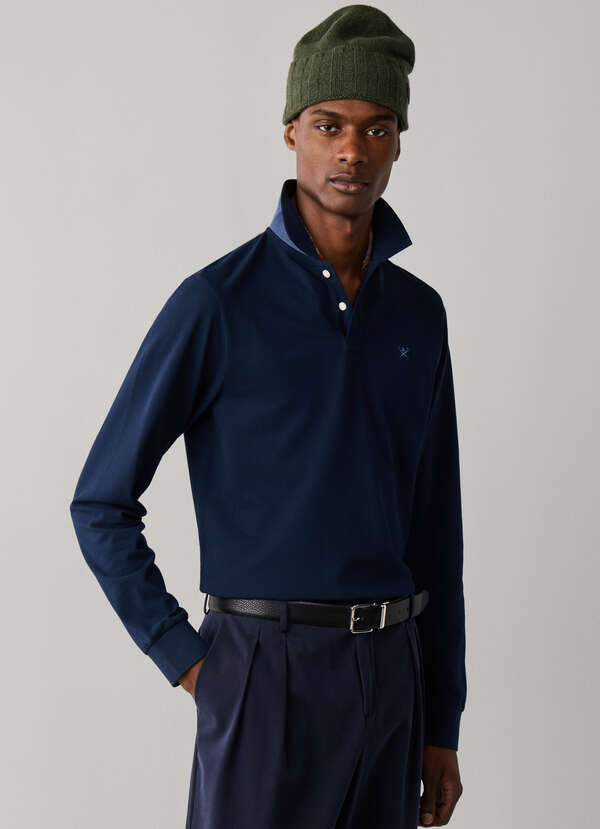 Slim Fit Long Sleeve Logo Polo