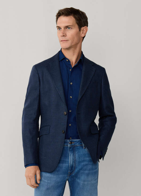 Linen-Wool Glen Check Blazer - 2 Linen-Wool Glen Check Blazer - 2