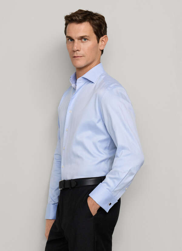 Tailored Fit Formal Herringbone Shirt