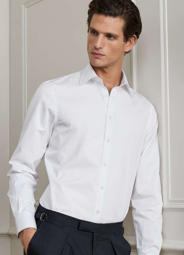 Classic Fit Plain Engineered Stripe Shirt