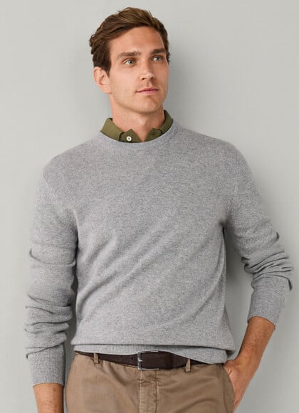 Merino Wool-Cashmere Blend Crew Neck Jumper