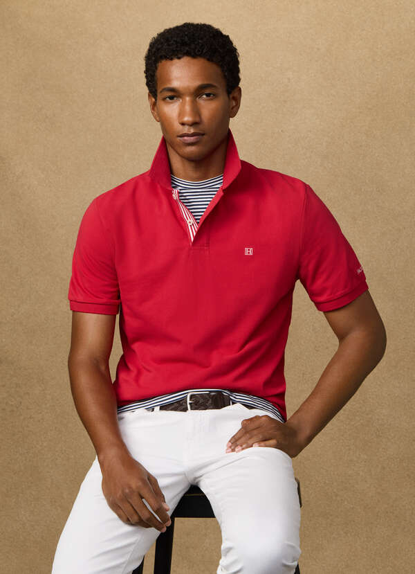 Classic Fit Short Sleeve Striped Trim Polo Classic Fit Short Sleeve Striped Trim Polo