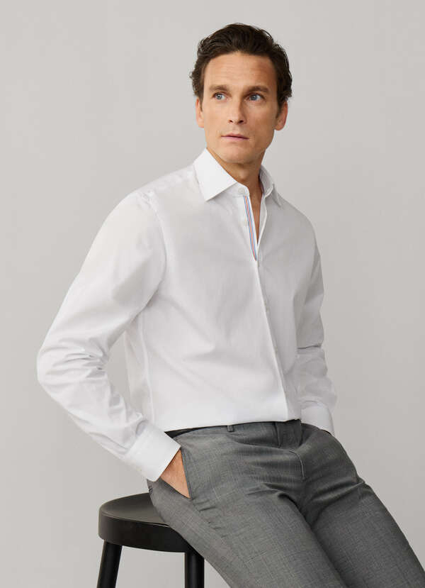 Classic Fit Engineered Stripe Poplin Shirt