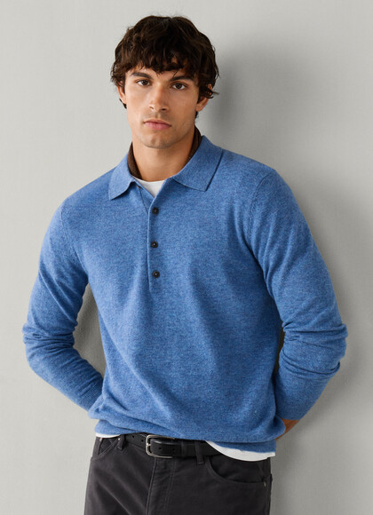 Lambswool Long Sleeve Knitted Polo