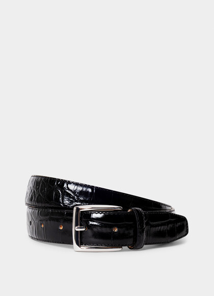 Leather Croc Stamped Formal Belt