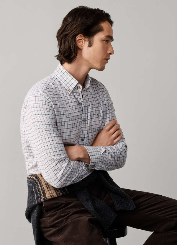 Tailored Fit Checked Flannel Shirt