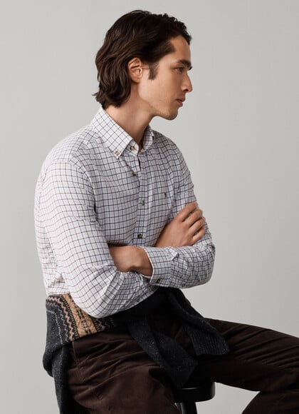 Tailored Fit Checked Flannel Shirt