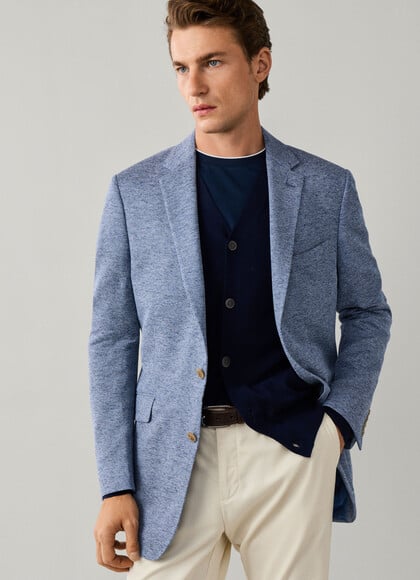 Cotton-Linen Blend Knit Blazer