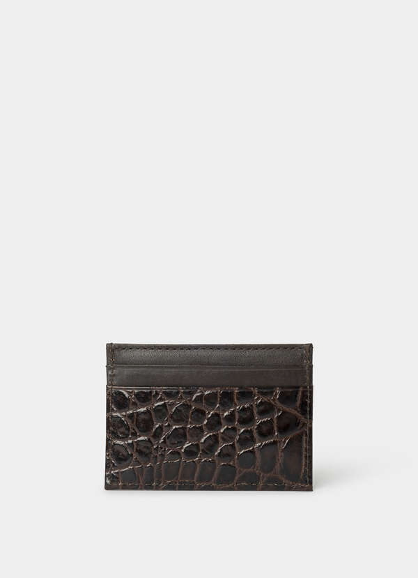 Leather Croc Stamped Cardholder - 2