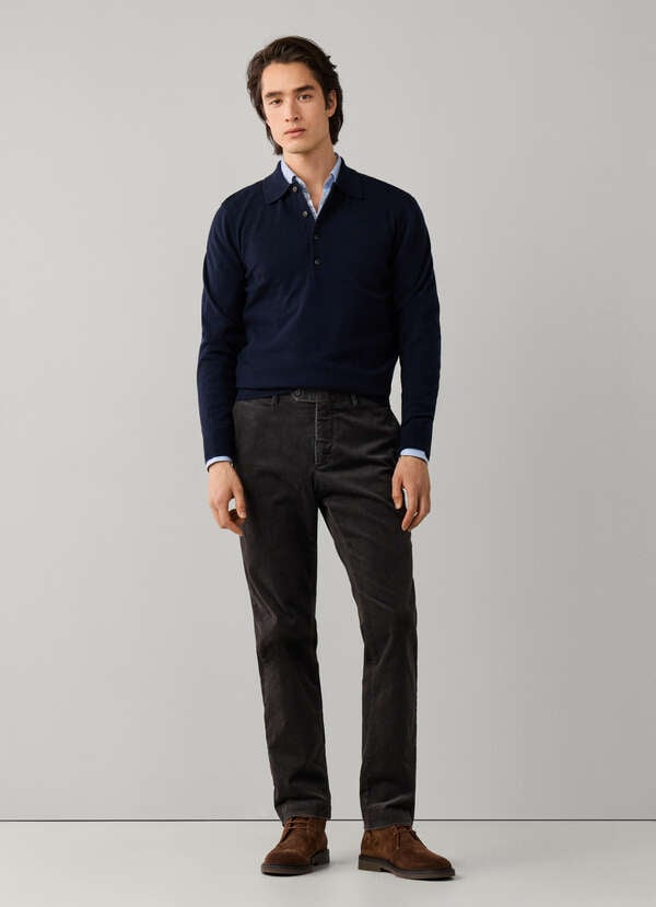 Lambswool Long Sleeve Knitted Polo - 2 Lambswool Long Sleeve Knitted Polo - 2